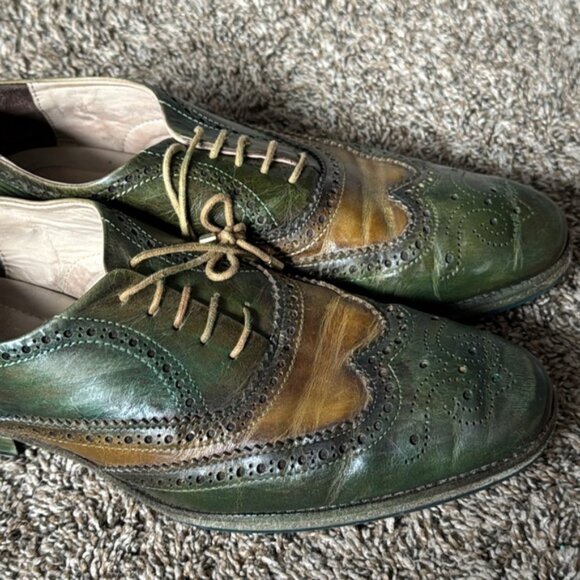 Lethato Wingtip Green Brown Men's Dress Shoe Size 9.5/10 - Picture 2 of 12